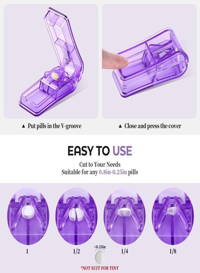 Daviky 2PCS Pill Cutter - Professional Pill Splitter for Small & Tiny Pills - Purple - Image 3